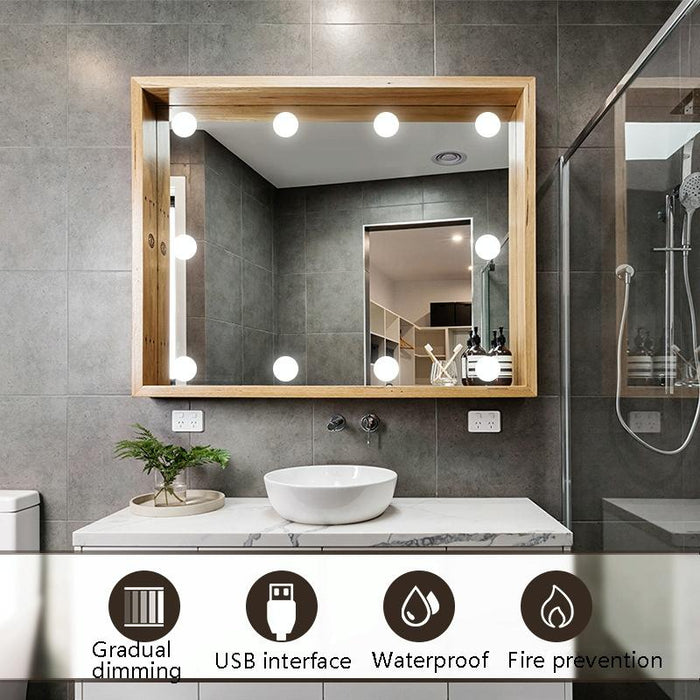 Adjustable Led Mirror Front Lamp With Usb Power 6 Brightness-Adjustable Bulbs