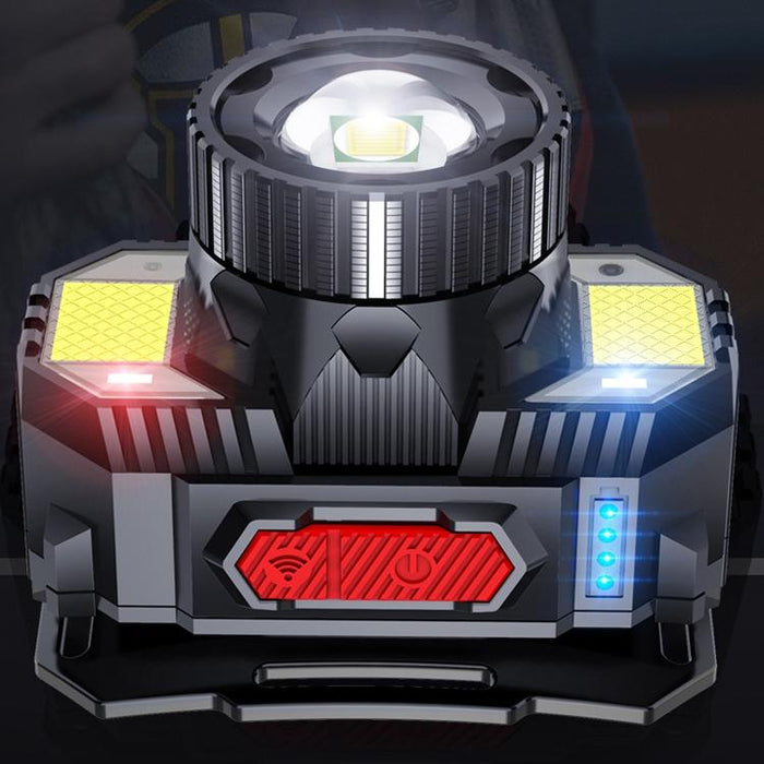 Usb Rechargeable Led Headlamp With Zoom & Sensor White