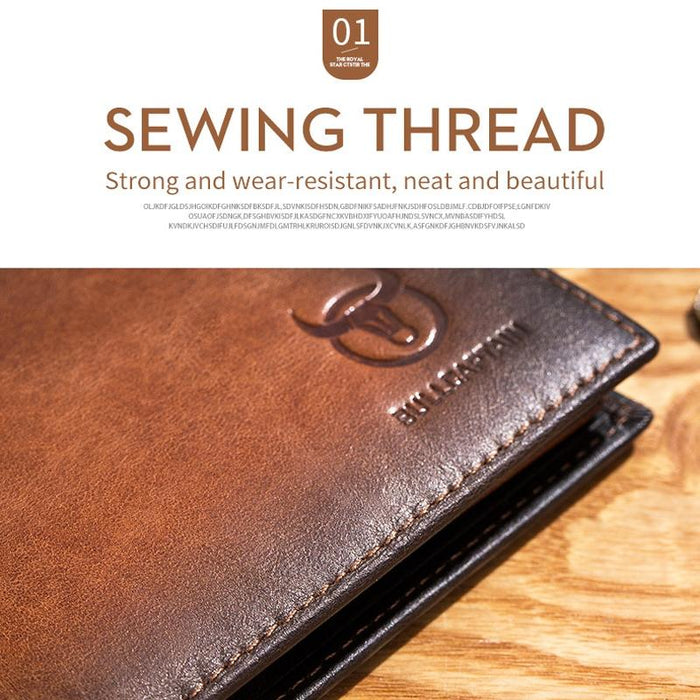 05 Men Leather Wallet Anti-Theft Multi-Card Bit Soft Cowhide Wallet Colour Yellow Brown