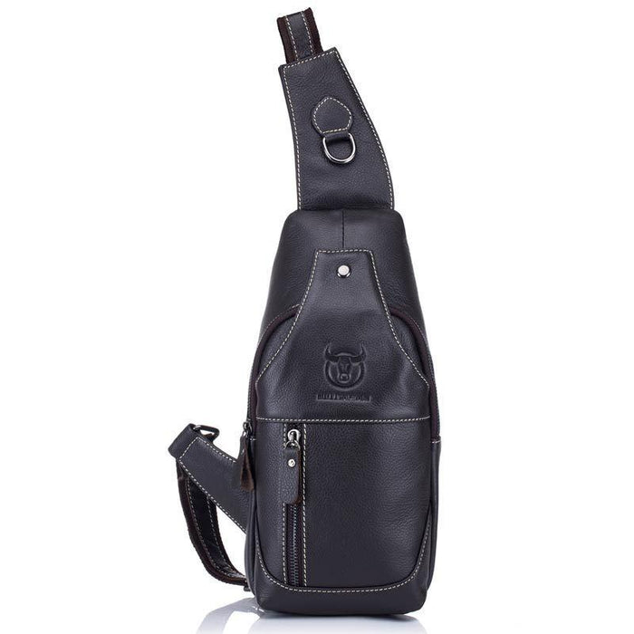 Retro Leather Crossbody Shoulder Bag For Men Pure Black
