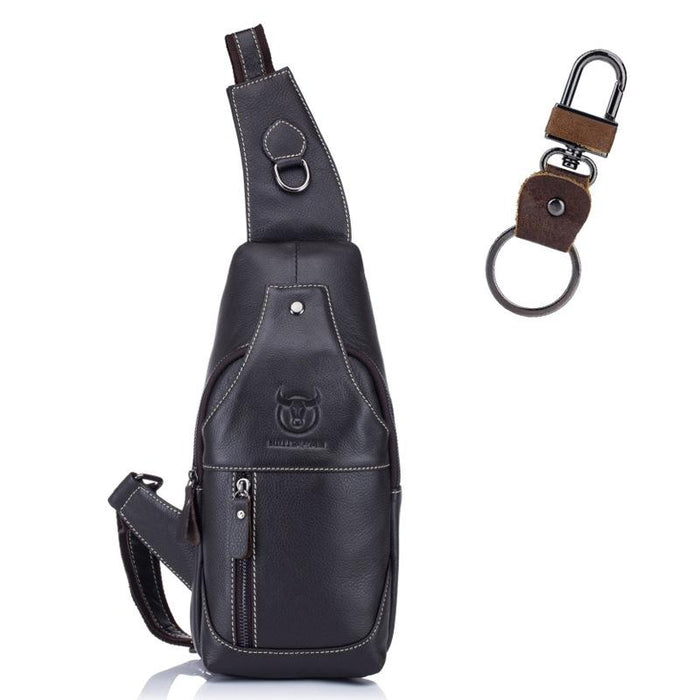 Retro Leather Crossbody Chest Bag For Men Black + Buckle