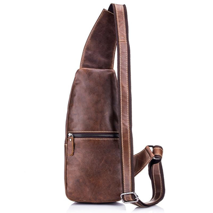 Retro Leather Crossbody Chest Bag For Men Black + Buckle