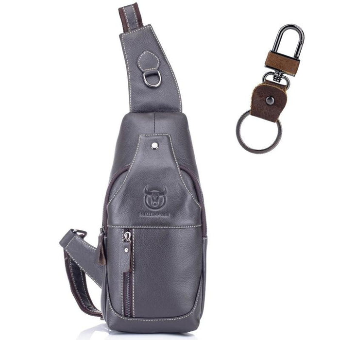 Retro Leather Crossbody Chest Bag Gray + Buckle
