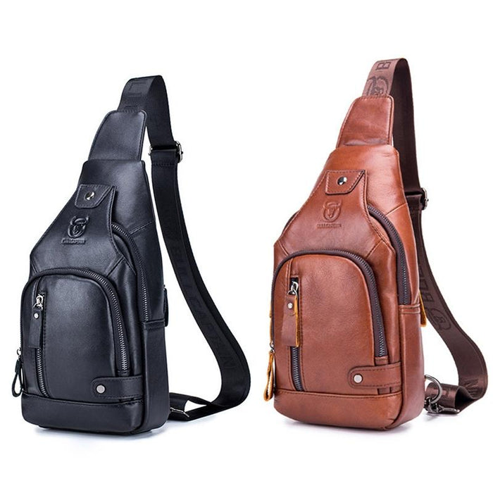 Soft Cowhide Chest Bag For Men Outdoor Casual