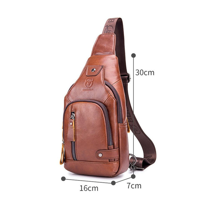 Soft Cowhide Chest Bag For Men Outdoor Casual