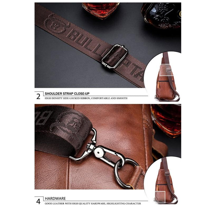Soft Cowhide Chest Bag For Men Outdoor Casual