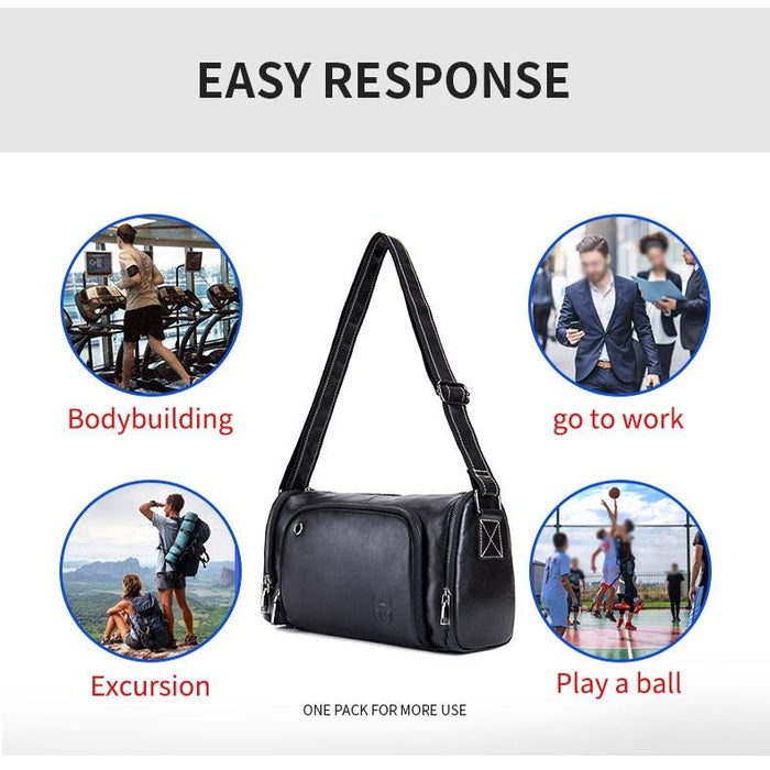 Dark Brown Cowhide Messenger Bag For Men