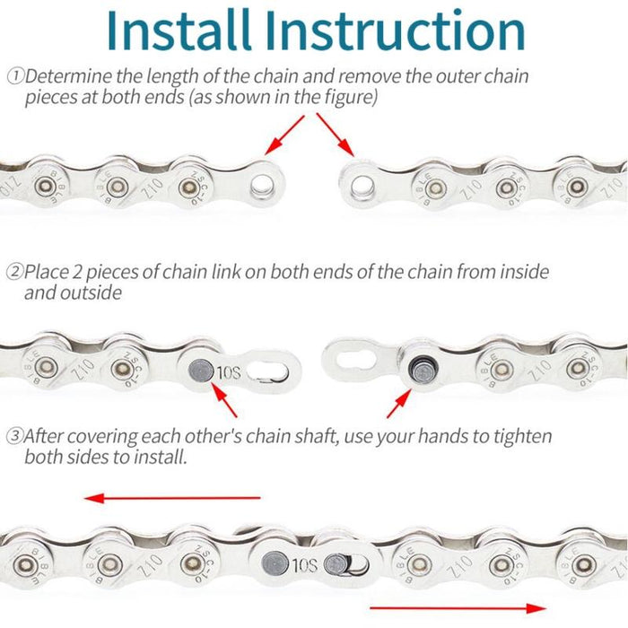 3-Pack 11-Speed Silver Chain Quick Release For Mountain/Road Bikes