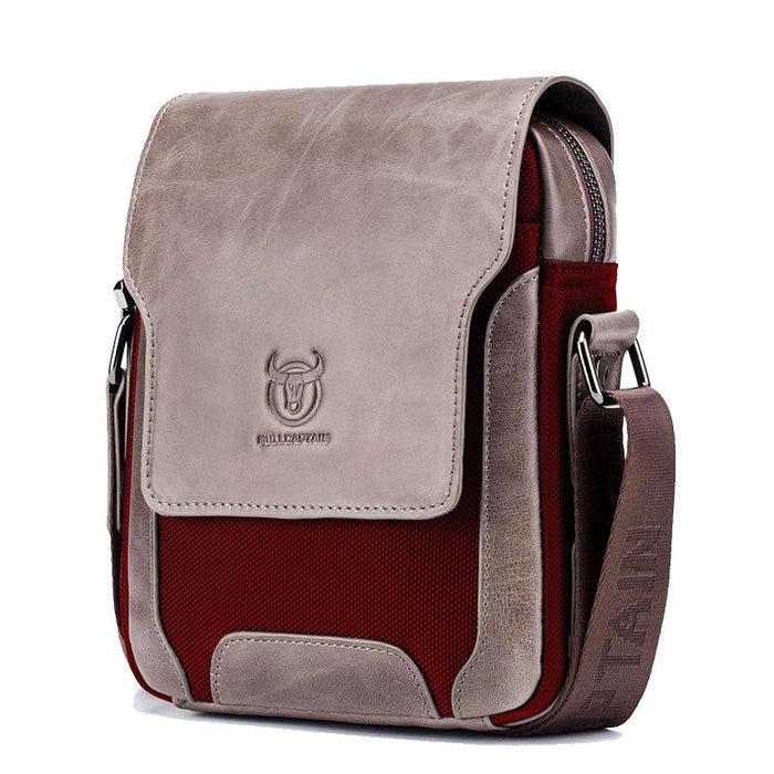 Men Leather Diagonal Shoulder Bag Multi Function