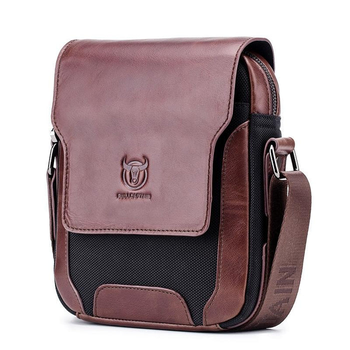 Men Leather Diagonal Shoulder Bag Multi Function