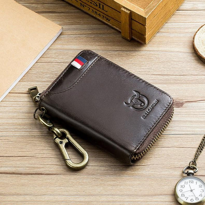 474 Multifunctional Leather Coin Purse Hanging Waist Anti-Brush Key Bag Colour Brown