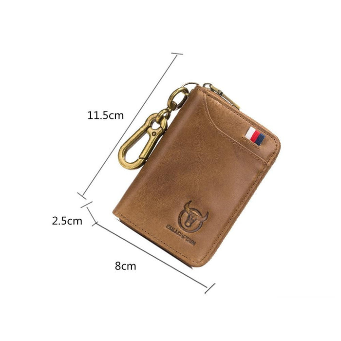 474 Multifunctional Leather Coin Purse Hanging Waist Anti-Brush Key Bag Colour Brown