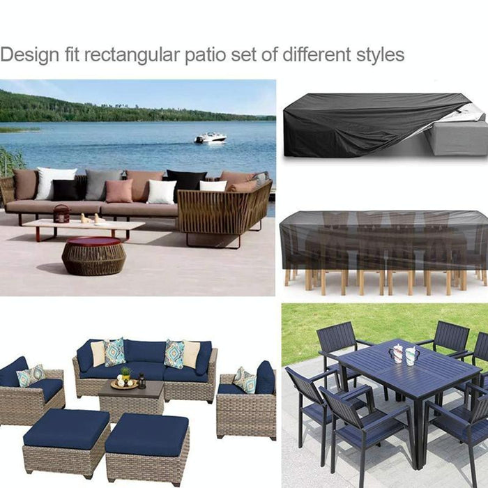 Outdoor Oxford Cloth Furniture Garden Dustproof Waterproof And Uv-Proof Table And Chair Protective Cover - Size 250X200X80Cm Black