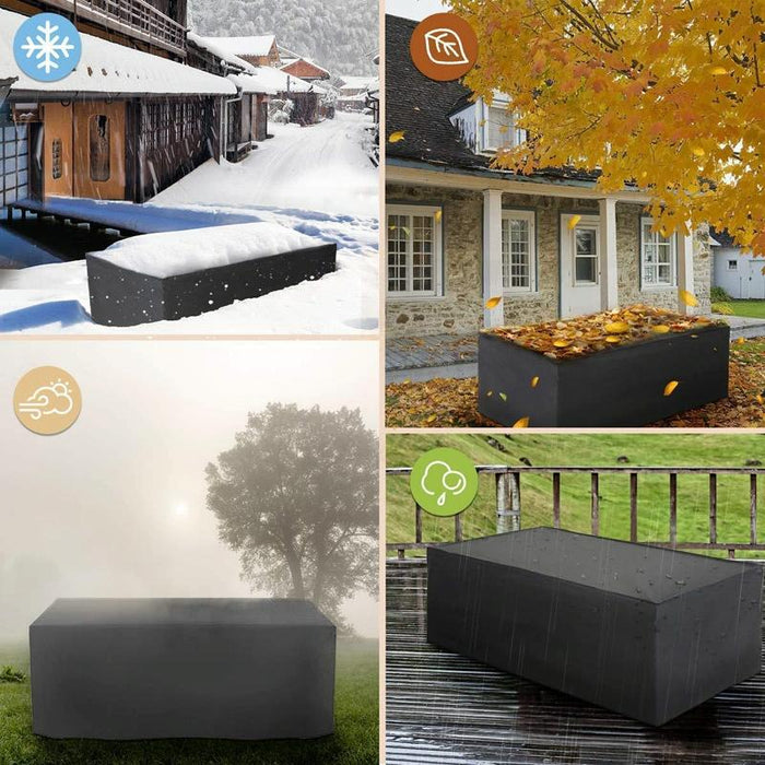 Outdoor Oxford Cloth Furniture Garden Dustproof Waterproof And Uv-Proof Table And Chair Protective Cover - Size 120X95X75Cm Black