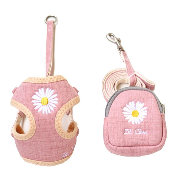 Embroidered Dog Traction Set S Pink