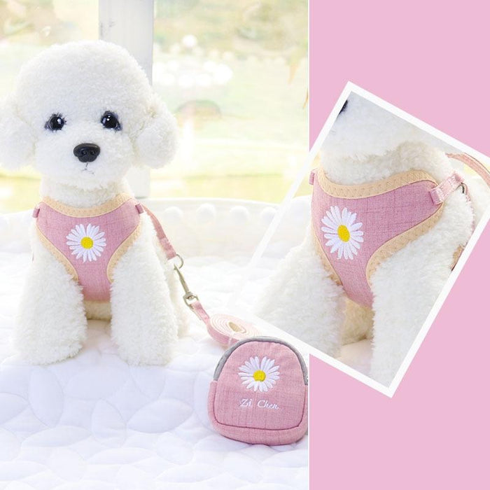 Embroidered Dog Traction Set S Pink