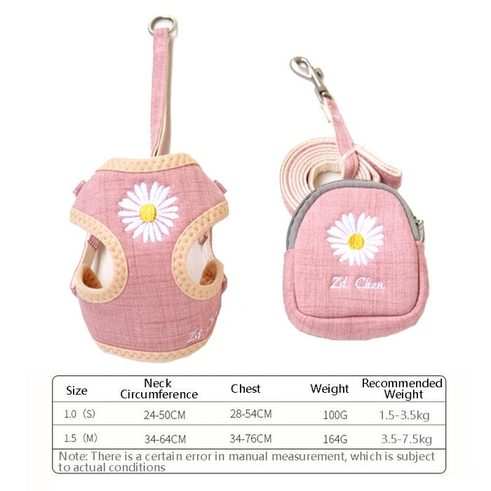 Embroidered Dog Traction Set S Pink