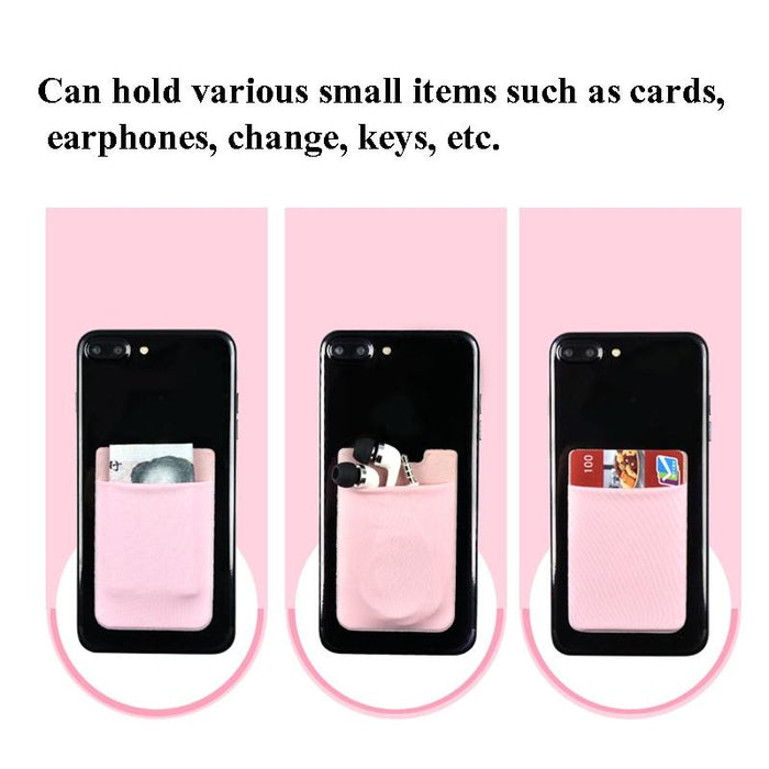 Lycra Phone Card Holder Stretch Back Sticker Wallet For Cards Bus Pass Bank Fits Most Phones