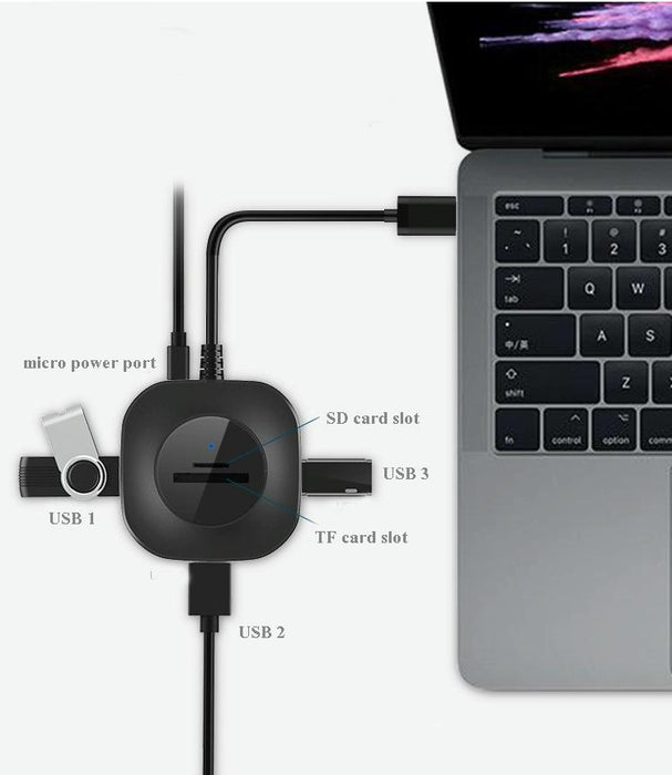 3-Port Usb Hub With Tf / Sd Card Reader For High-Speed Notebook