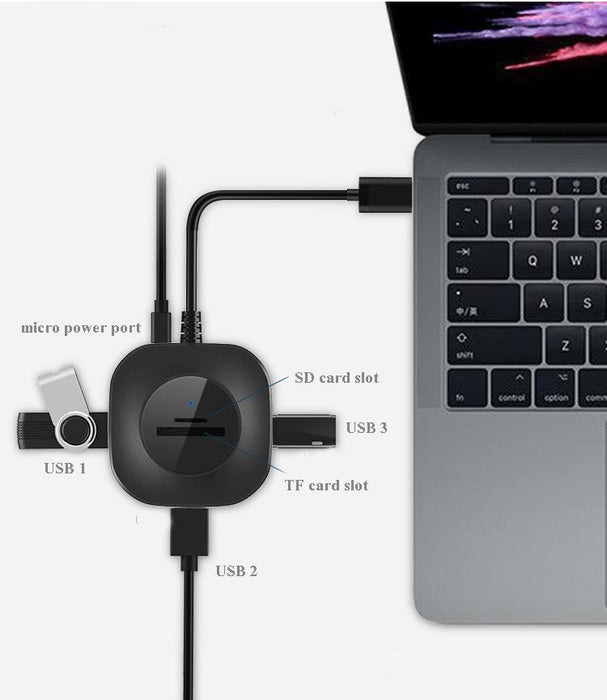 3-Port Usb Hub With Tf / Sd Card Reader For High-Speed Notebook