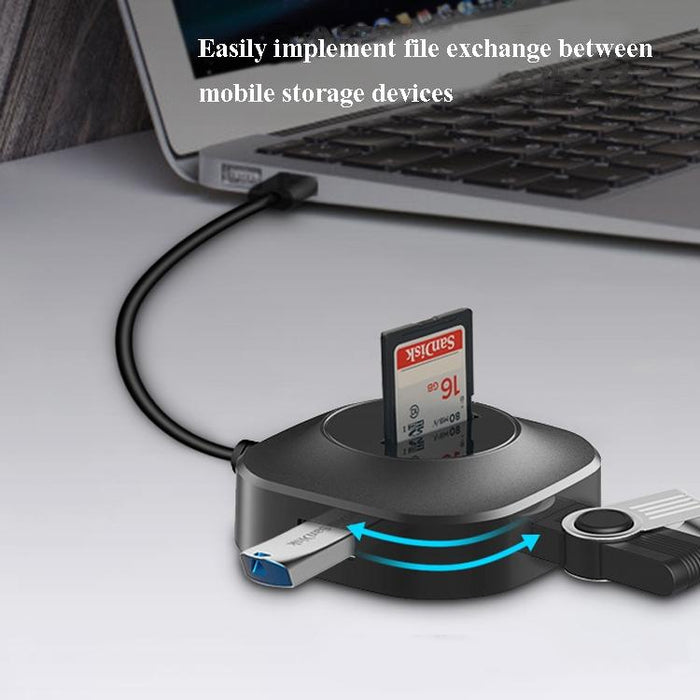 3-Port Usb Hub With Tf / Sd Card Reader For High-Speed Notebook