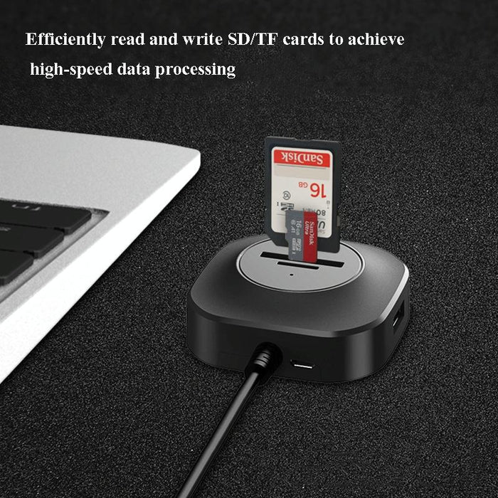 3-Port Usb Hub With Tf / Sd Card Reader For High-Speed Notebook