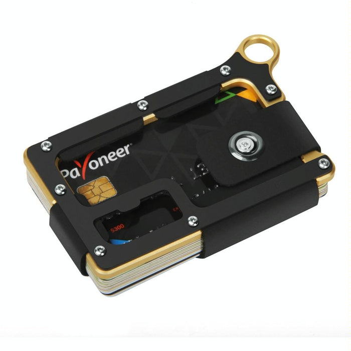 Adjustable Snap Button Wallet Aluminum Alloy & Leather