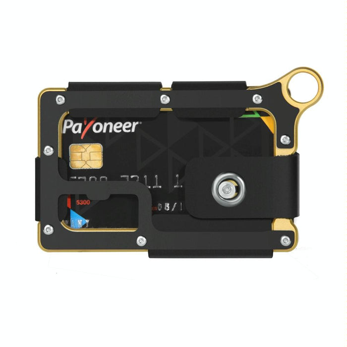 Adjustable Snap Button Wallet Aluminum Alloy & Leather