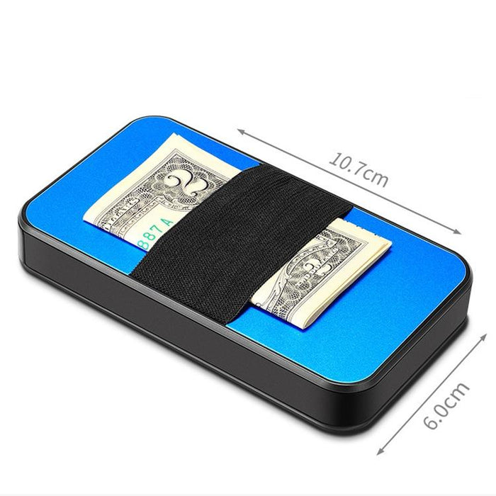 Rfid Blocking Metal Card Holder Automatic Shift Anti Theft Waterproof Blue