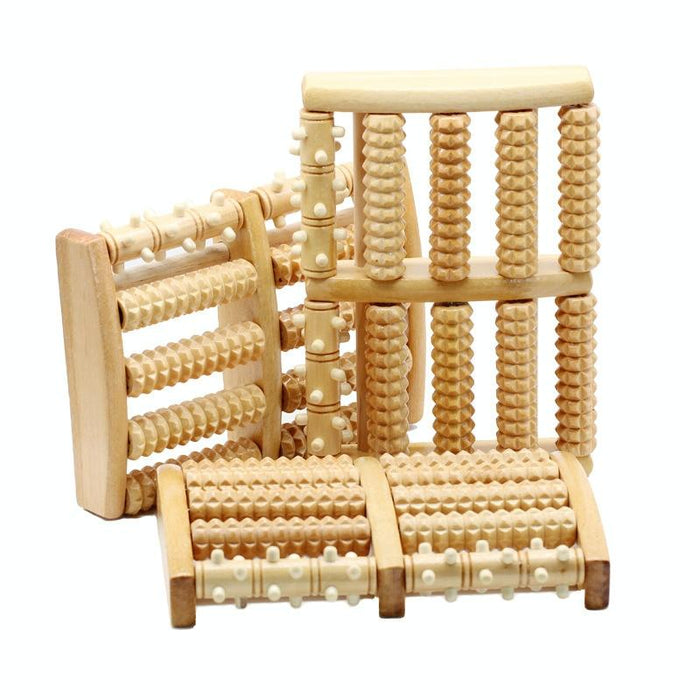 5-Row Foot Massager Wooden Roller 27X19X4.5Cm
