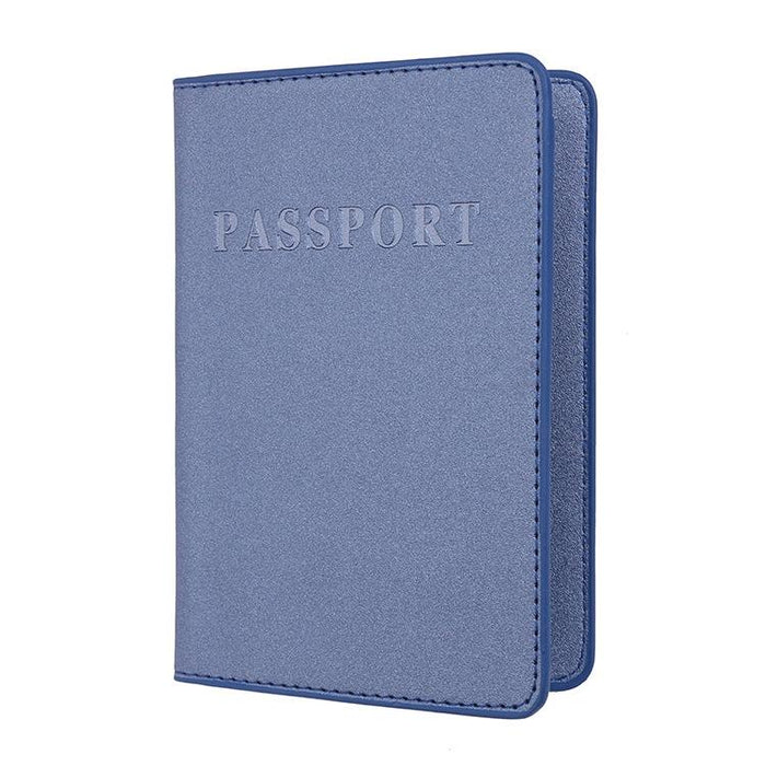 Frosted Pu Multi Card Passport Holder For Travel Abroad Blue