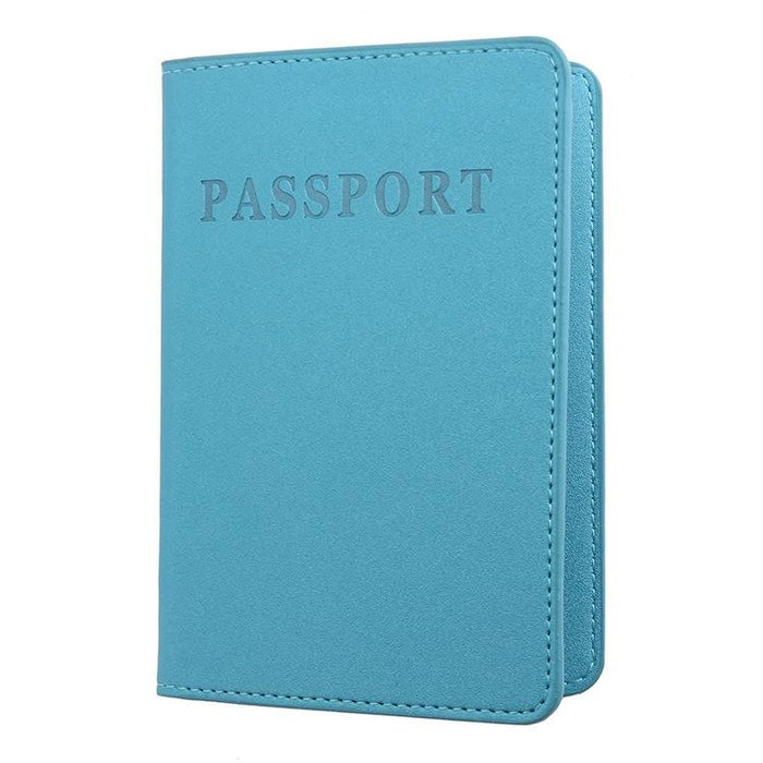 Frosted Pu Multi Card Passport Holder Travel Abroad Sky Blue
