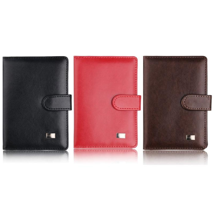 Passport & Card Holder With Buckle Clip Pu Protection