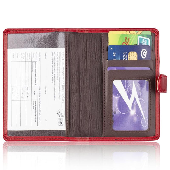 Passport & Card Holder With Buckle Clip Pu Protection