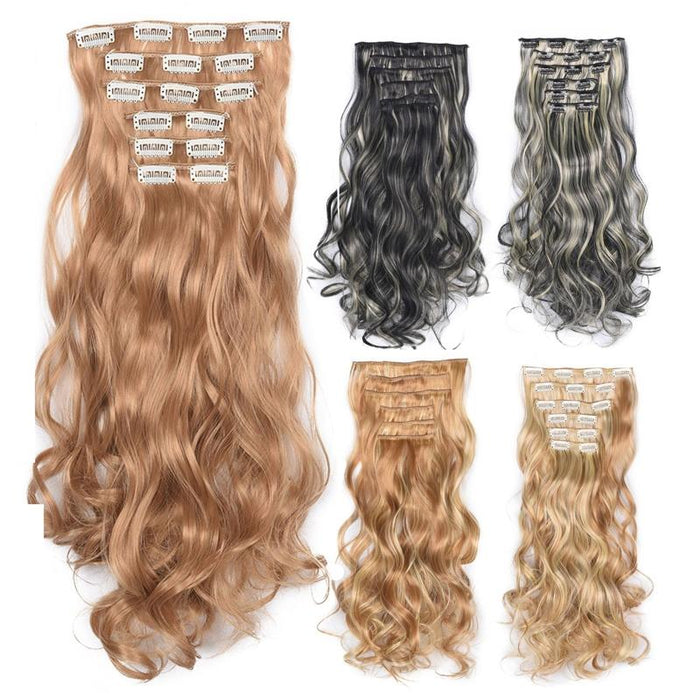 6 In 1 Long Curly Hair Extension Piece
