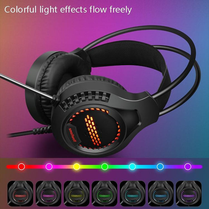 Usb Luminous Gaming Headset For Desktop Wired Single-Plug