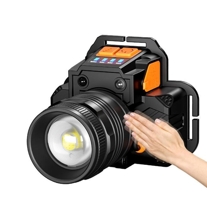 Smart Sensor Head-Mounted Fishing Light With Usb Charging And Zoom