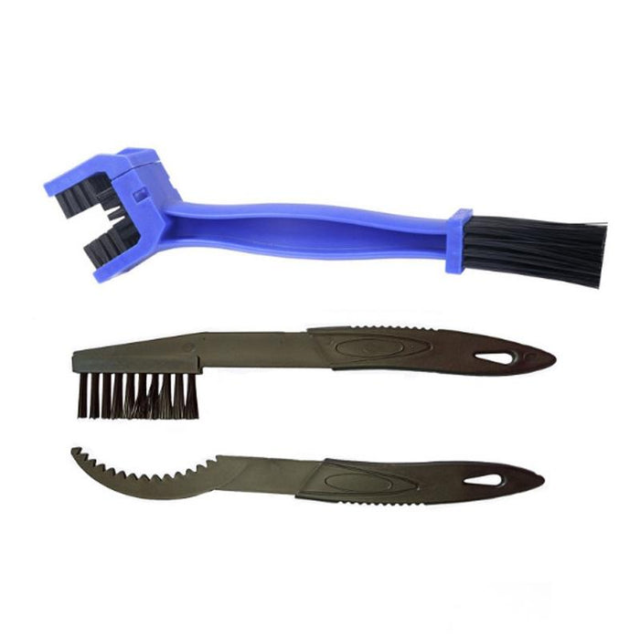 3-Sided Chain Brush Set For Bikes & Motorcycles Blue + Small Brush
