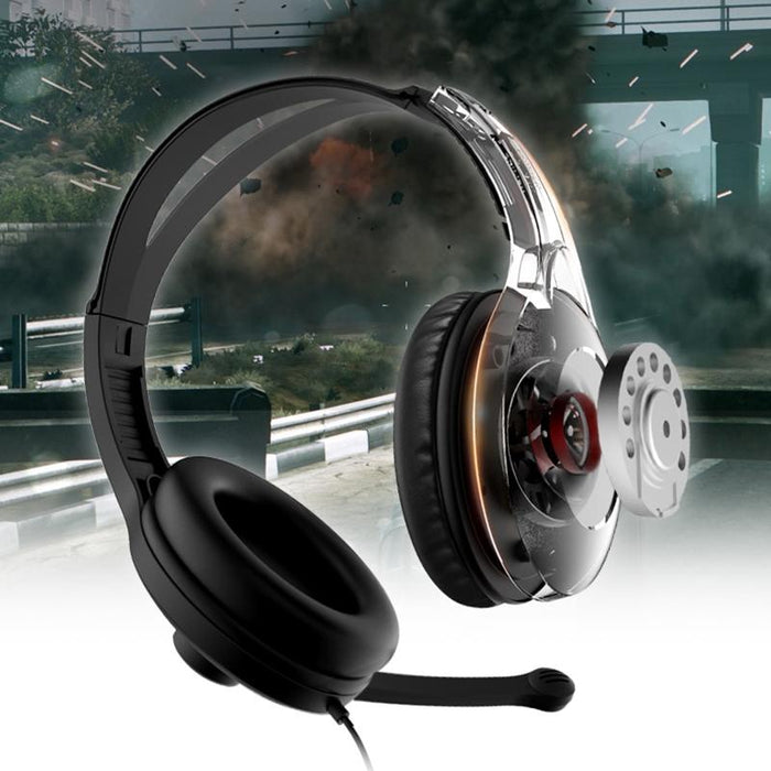2M Cable Gaming Headset With Microphone Double Hole Style