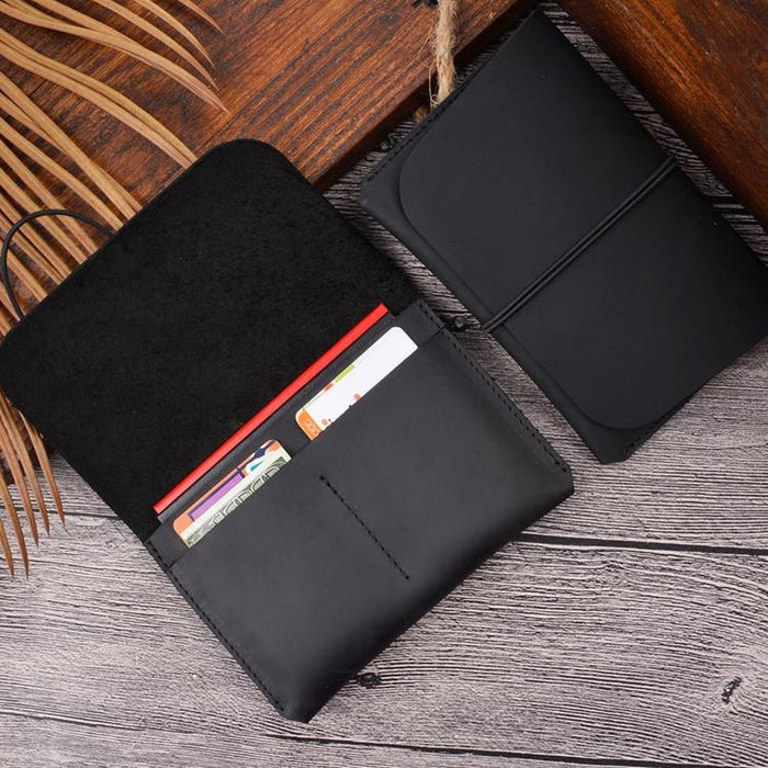 Retro Passport Wallet For Travel Crazy Horse Skin