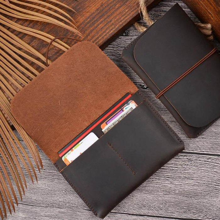 Retro Passport Wallet For Travel Crazy Horse Skin