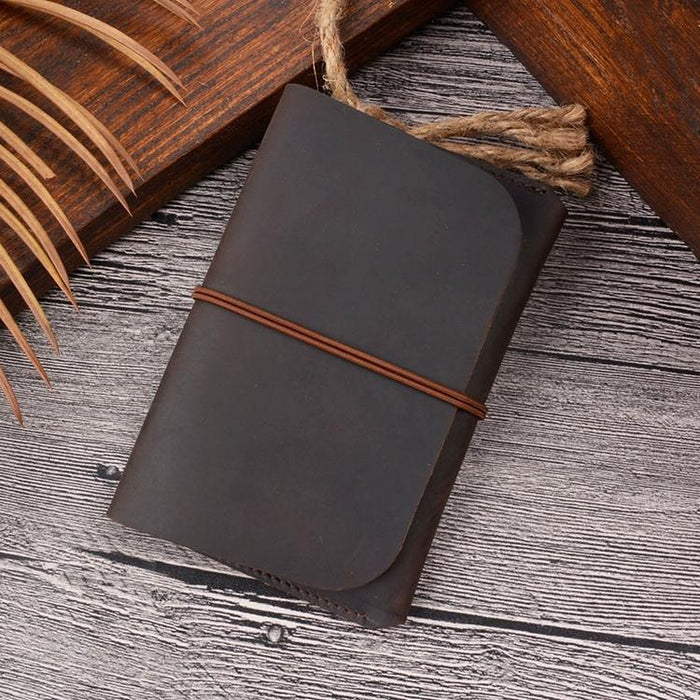 Retro Passport Wallet For Travel Crazy Horse Skin