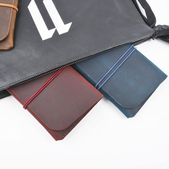 Retro Passport Wallet For Travel Crazy Horse Skin