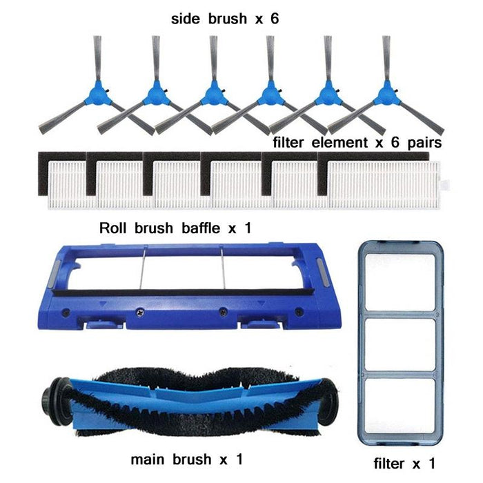 15-Piece Sweeper Set For Eufy 11S / Robovac / 30 / 30C / 15C Blue