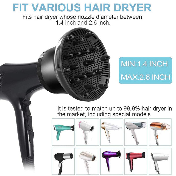 Universal Hair Diffuser For Blow Dryers Rotatable Design Large Hood Black