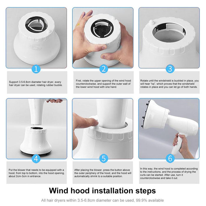 Universal Hair Diffuser For Blow Dryers Rotatable Design Large Hood Black