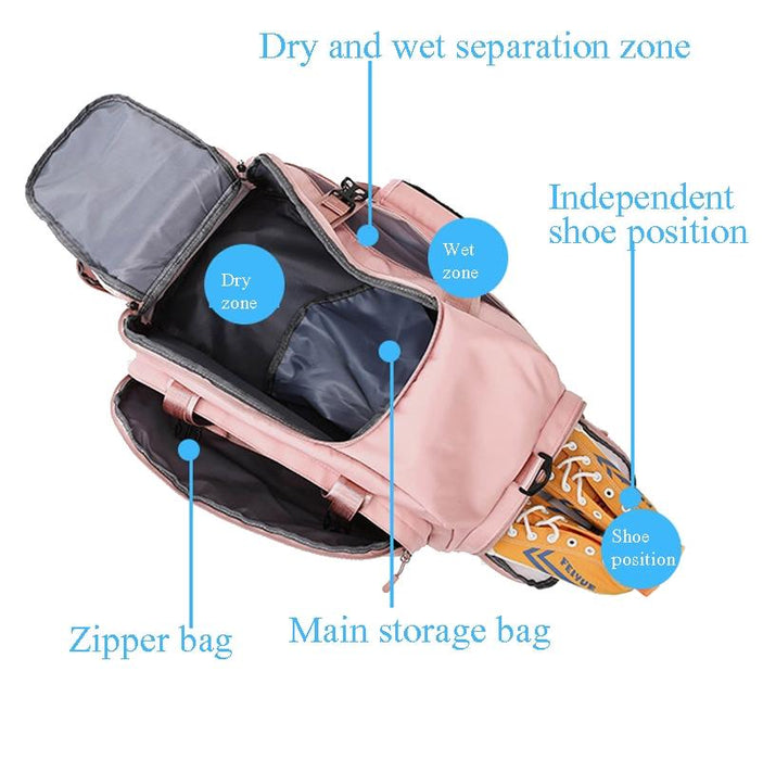 Large Capacity Sports Bag With Wet / Dry Separation