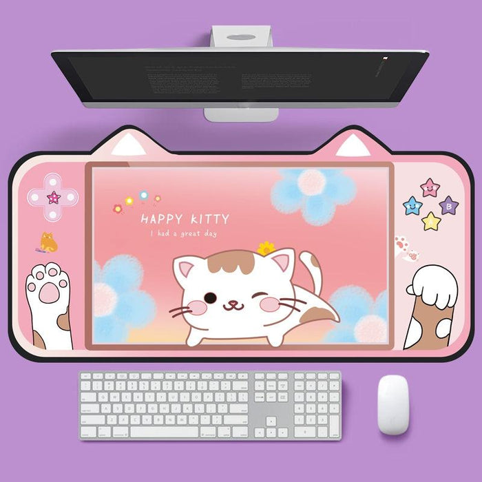 Adorable Cat Ear Desk Pad For Keyboard & Mouse