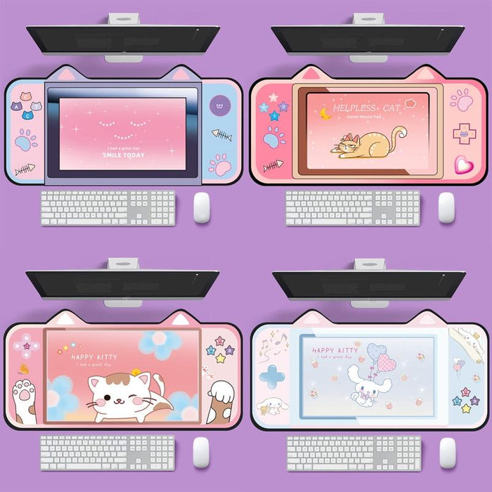 Adorable Cat Ear Desk Pad For Keyboard & Mouse
