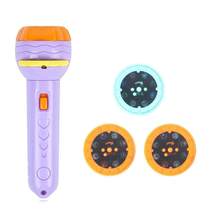 3-Piece Kids' Luminous Projection Flashlight Set Purple + 24 Patterns